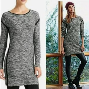 ATHLETA Retreat Sweater Dress Oreo Marled Black